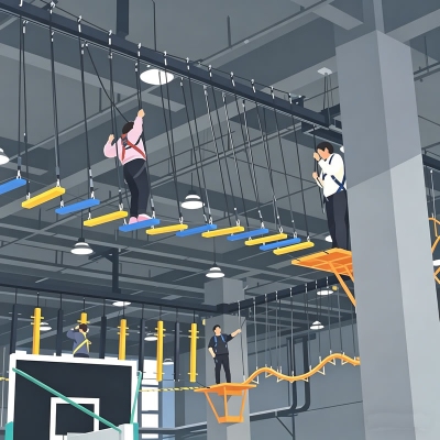 Indoor Ropes Course商场工业厂房室内绳索课程高空拓展绳网攀爬乐园设计建设